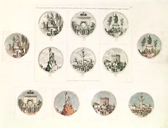 The six stations of the Festival of Unity and Indivisibility of the Republic, 10th August, 1793